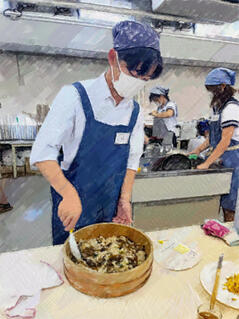 250902【写真】授業の風景54（２年「生活科学」、牛肉とごぼうのちらし寿司、みょうがとしめじのすまし汁） (4).JPGのサムネイル画像
