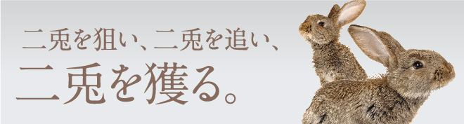 二兎を狙い、二兎を追い、二兎を獲る。